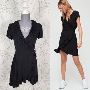 Sunday Best Black Ruffle Wrap Dress